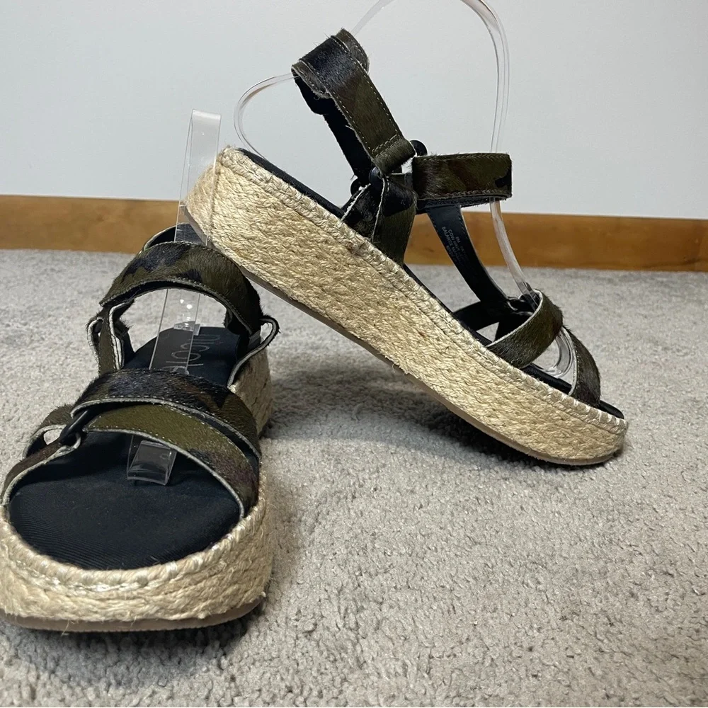 Nicole Women's Pathbreaker‎ Green Camo Calf Hair Espadrille Wedge Sandal size 8M